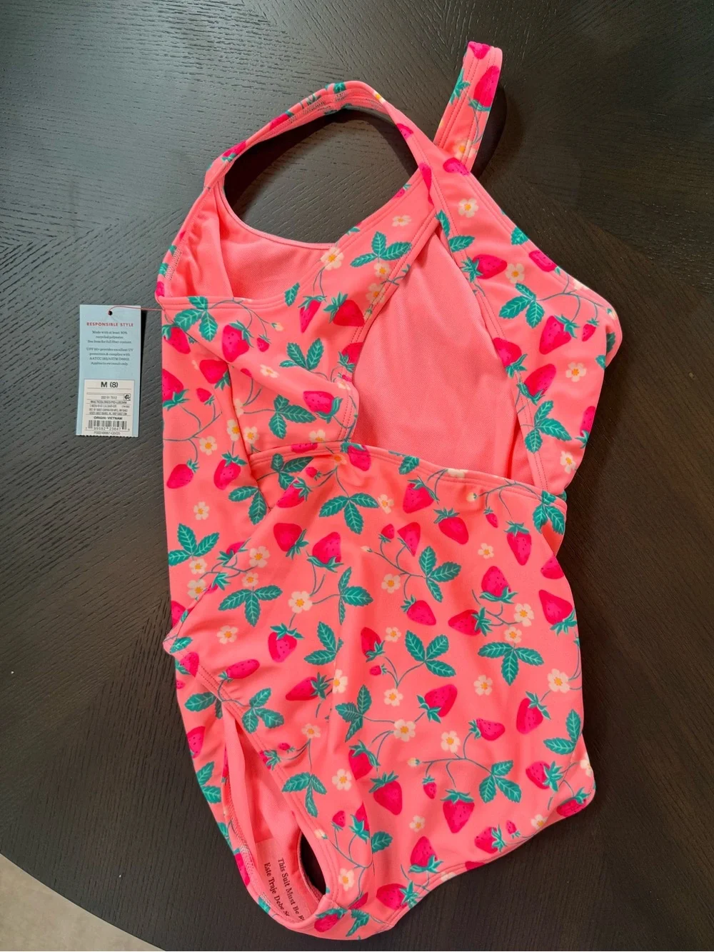 Kids Strawberry Print One-Piece Swimsuit - Pink size 8 brand new